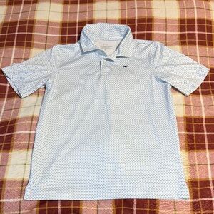 Vineyard Vines Performance Boys 12/14 Light Blue Patterned Polo Shirt